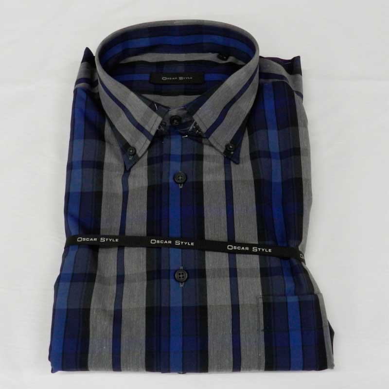 Camisa Hombre Manga Larga Viella Rayas Azules Oscar Style